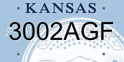 3002AGF Kansas License Plate