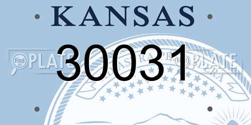 30031 Kansas License Plate