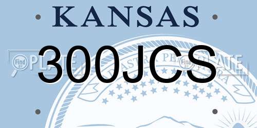 300JCS Kansas License Plate