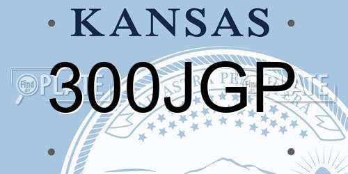 300JGP Kansas License Plate