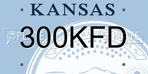 300KFD Kansas License Plate
