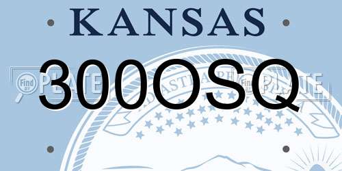 300OSQ Kansas License Plate