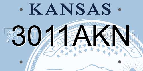3011AKN Kansas License Plate