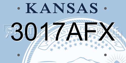 3017AFX Kansas License Plate