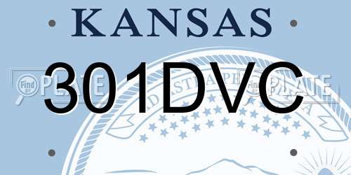 301DVC Kansas License Plate