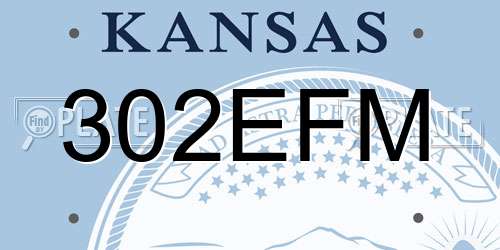 302EFM Kansas License Plate