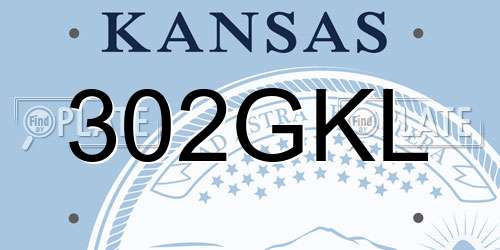 302GKL Kansas License Plate