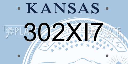 302XI7 Kansas License Plate