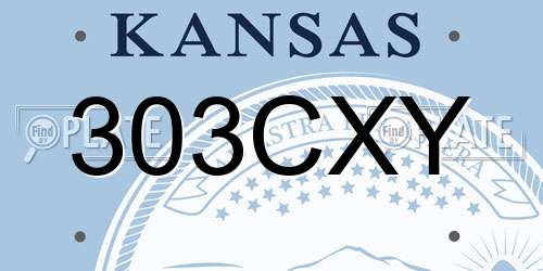 303CXY Kansas License Plate