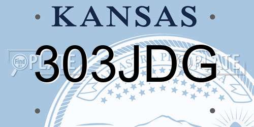 303JDG Kansas License Plate