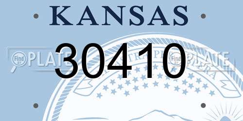 30410 Kansas License Plate