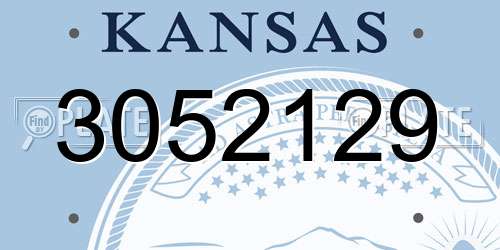 3052129 Kansas License Plate