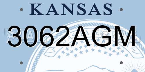 3062AGM Kansas License Plate