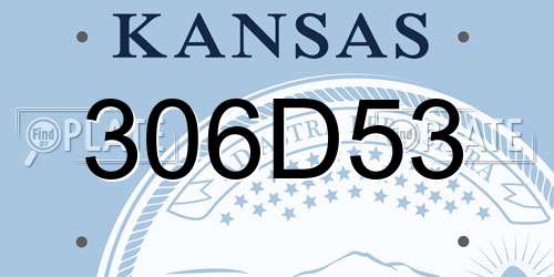 306D53 Kansas License Plate