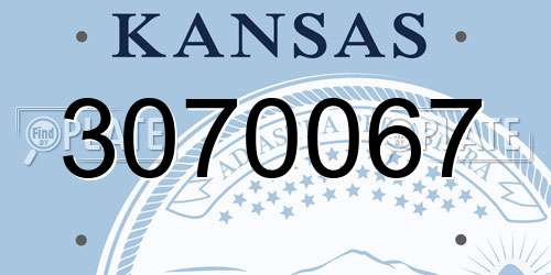 3070067 Kansas License Plate