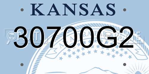 30700G2 Kansas License Plate