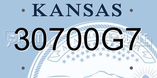 30700G7 Kansas License Plate