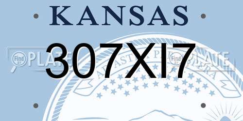 307XI7 Kansas License Plate