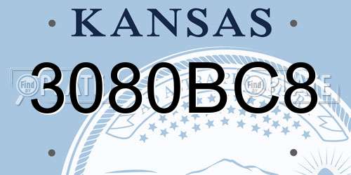 3080BC8 Kansas License Plate
