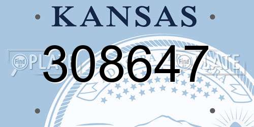 308647 Kansas License Plate