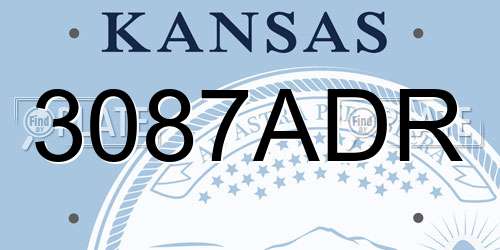 3087ADR Kansas License Plate