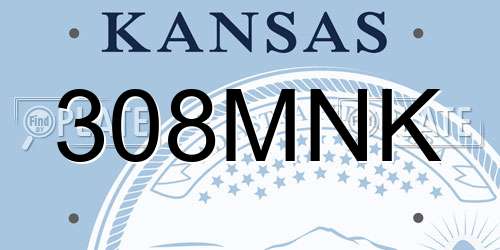 308MNK Kansas License Plate