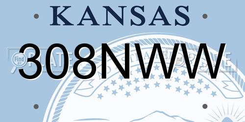 308NWW Kansas License Plate