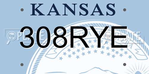 308RYE Kansas License Plate