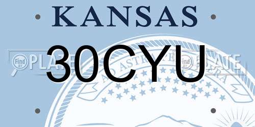 30CYU Kansas License Plate