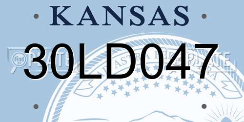 30LD047 Kansas License Plate