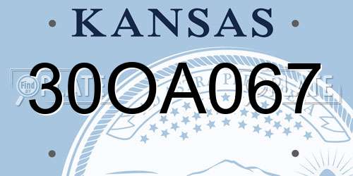 30OA067 Kansas License Plate