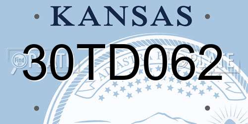 30TD062 Kansas License Plate