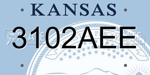 3102AEE Kansas License Plate