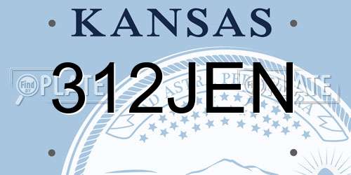 312JEN Kansas License Plate