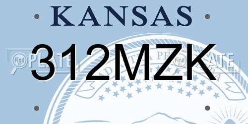312MZK Kansas License Plate