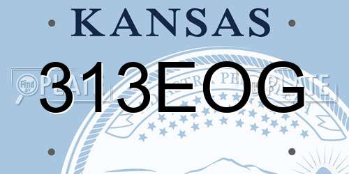 313EOG Kansas License Plate