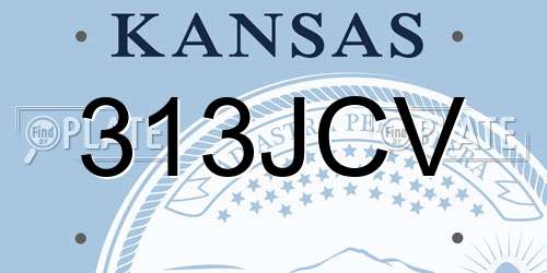313JCV Kansas License Plate
