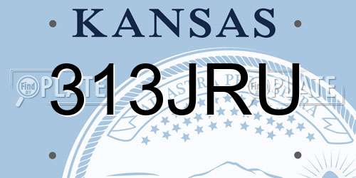 313JRU Kansas License Plate