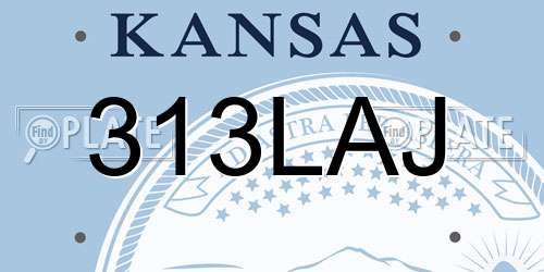 313LAJ Kansas License Plate