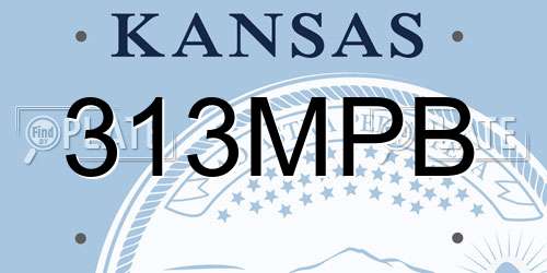 313MPB Kansas License Plate
