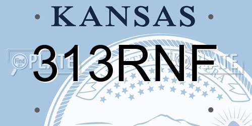 313RNF Kansas License Plate