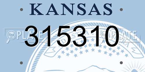 315310 Kansas License Plate