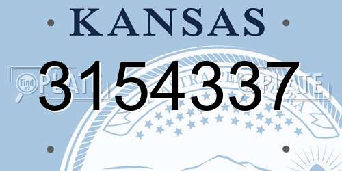 3154337 Kansas License Plate