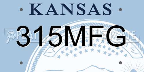 315MFG Kansas License Plate