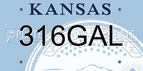 316GAL Kansas License Plate
