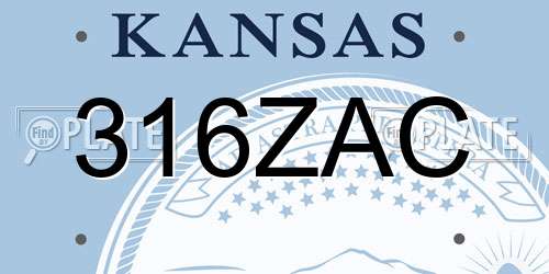 316ZAC Kansas License Plate