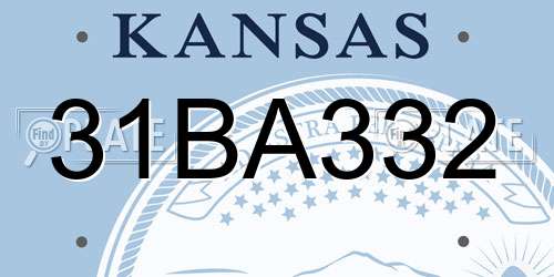 31BA332 Kansas License Plate