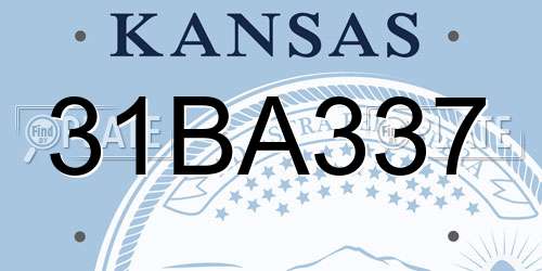 31BA337 Kansas License Plate