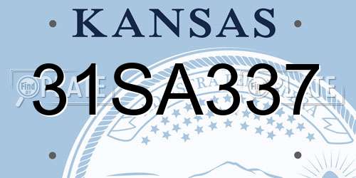 31SA337 Kansas License Plate