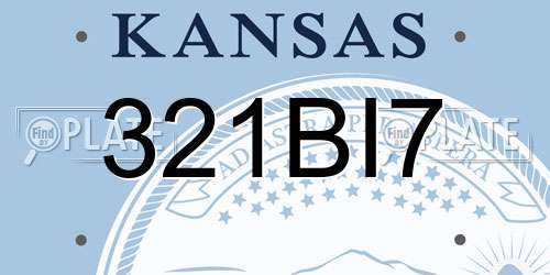 321BI7 Kansas License Plate